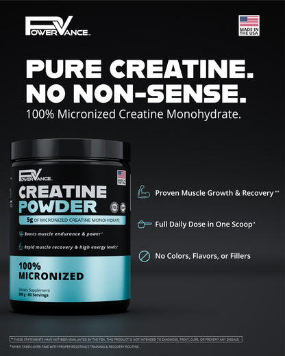 CREATINE POWDER - 100% Micronized Creatine Monohydrate Powder