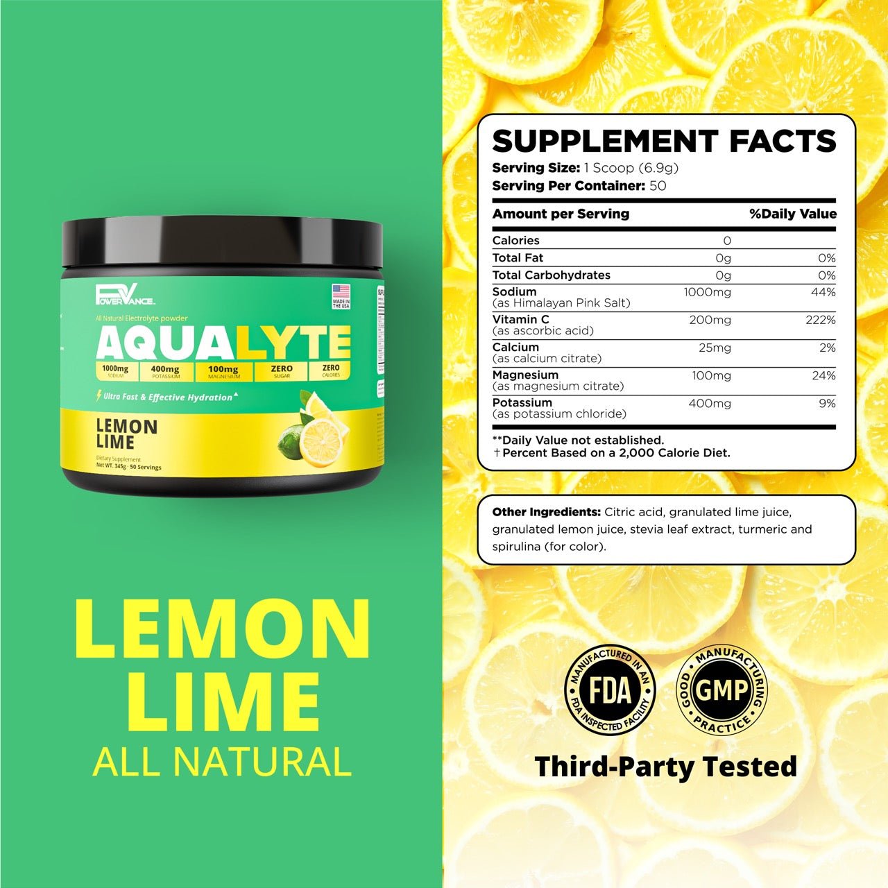 AquaLyte - Electrolyte Hydration Powder - POWERVANCE